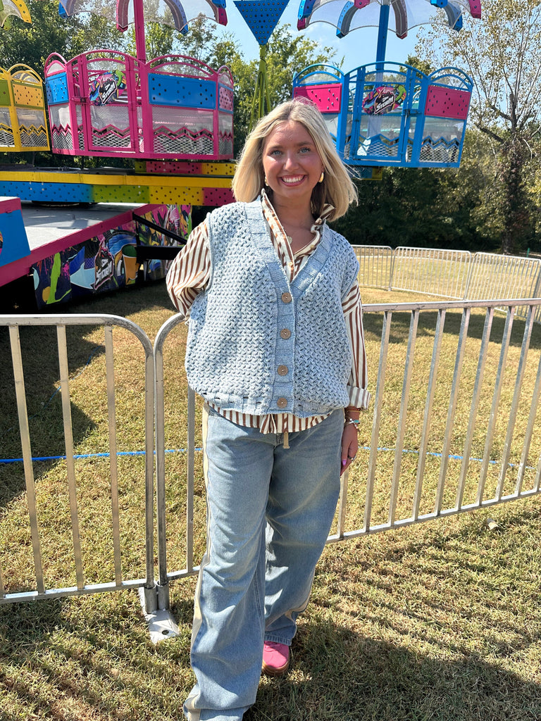 Eccentrics Boutique Vest Dane Mineral Wash cable Knit Vest