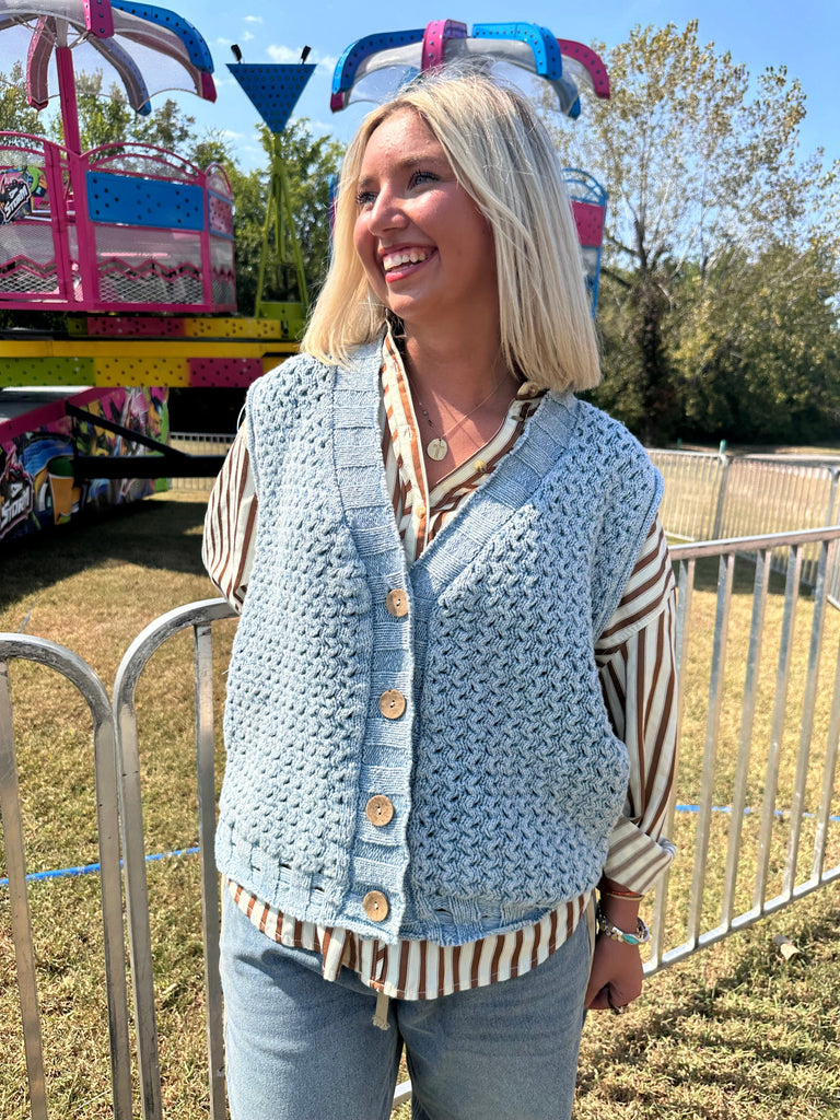 Eccentrics Boutique Vest Dane Mineral Wash cable Knit Vest