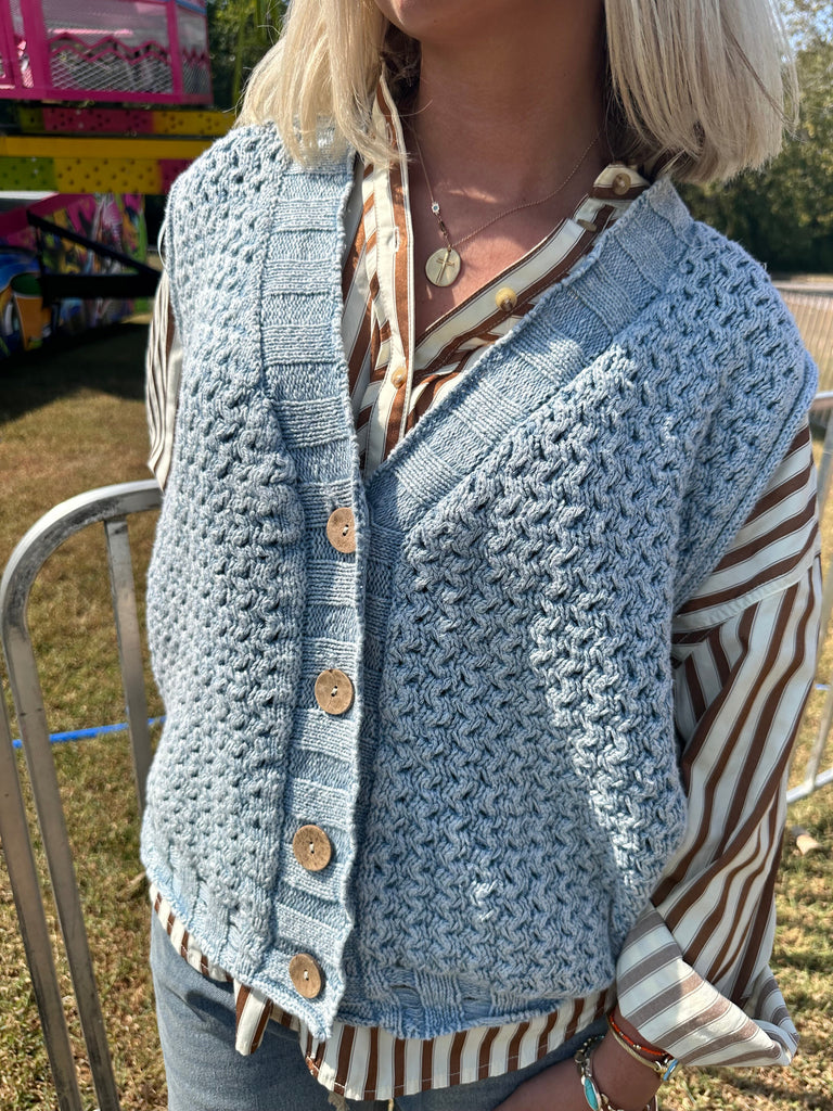 Eccentrics Boutique Vest Dane Mineral Wash cable Knit Vest