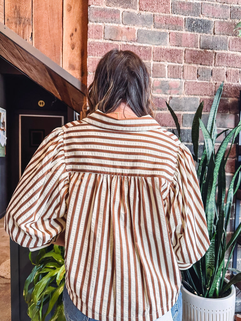 Eccentrics Boutique Shirts & Tops Darcy Cropped Striped Shirt