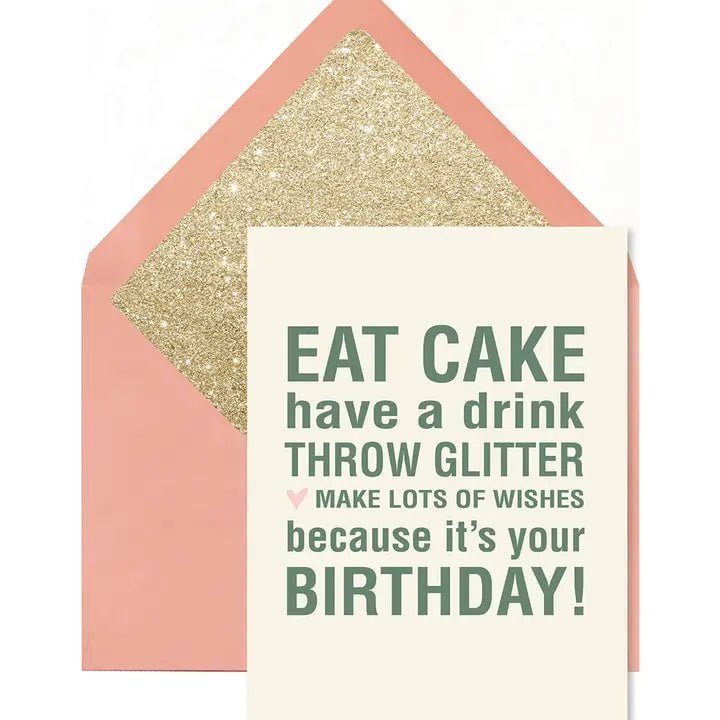 Eccentrics Boutique Greeting Card Eat Cake Throw Glitter Birthday Greeting Card