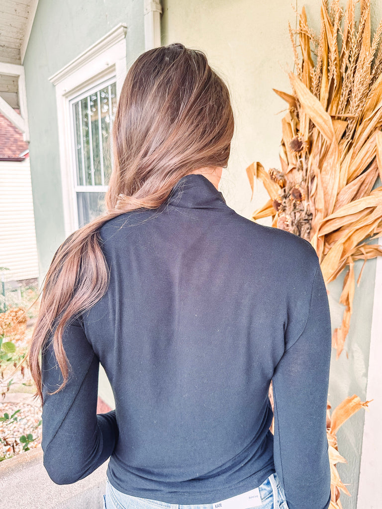 Eccentrics Boutique Shirts & Tops Elara Essential Mock Neck Top-- Black