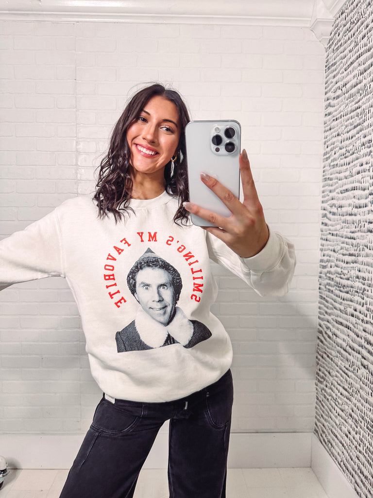 Eccentrics Boutique Sweatshirt Elf's Smiling's My Favorite Sweatshirt