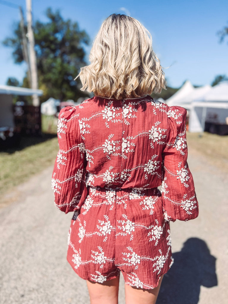 Eccentrics Boutique Romper Essence Embroidered Tie Front Romper