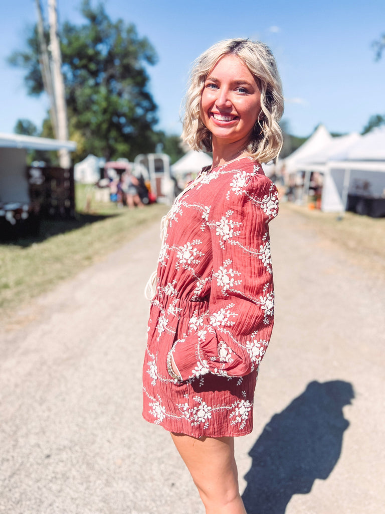 Eccentrics Boutique Romper Essence Embroidered Tie Front Romper