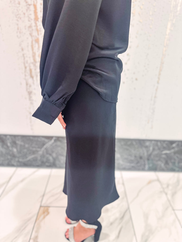 Eccentrics Boutique Skirt Ethereal Elegance Bias Cut Satin Midi Skirt