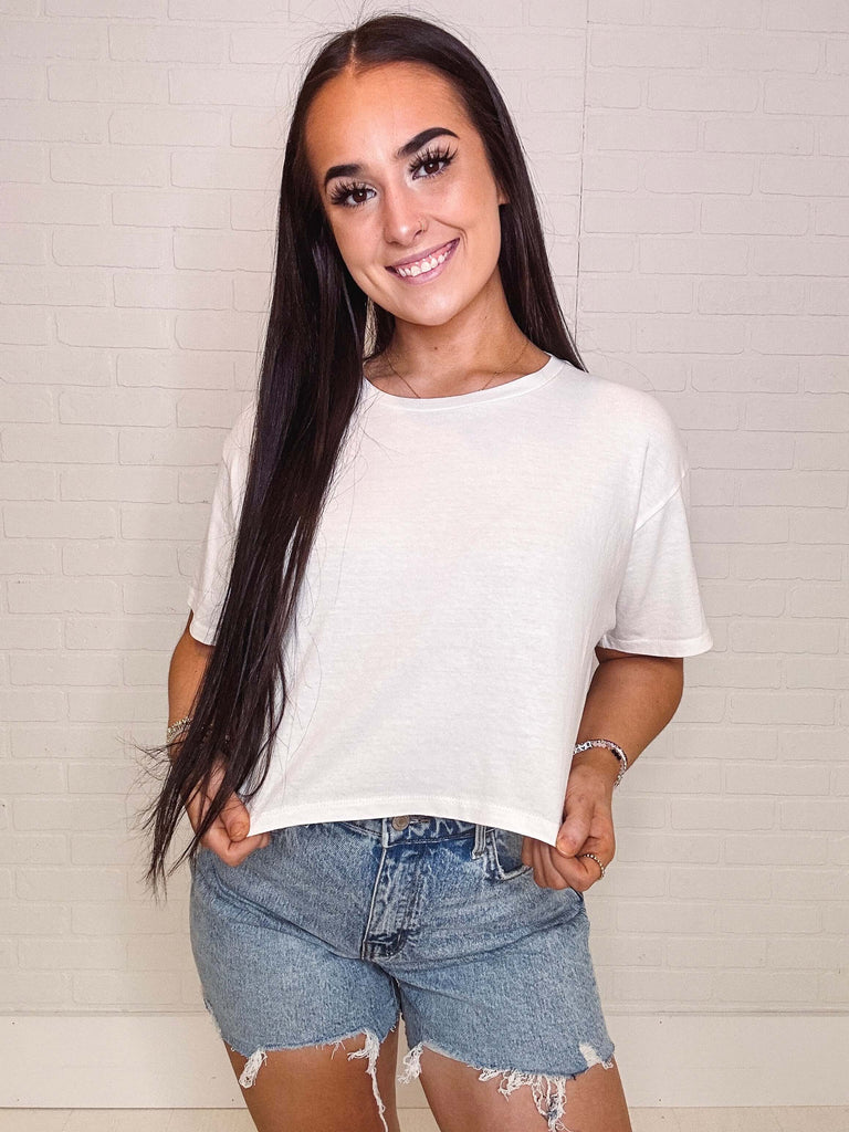 Eccentrics Boutique Shirts & Tops Everyday Cropped Tee-- Cream