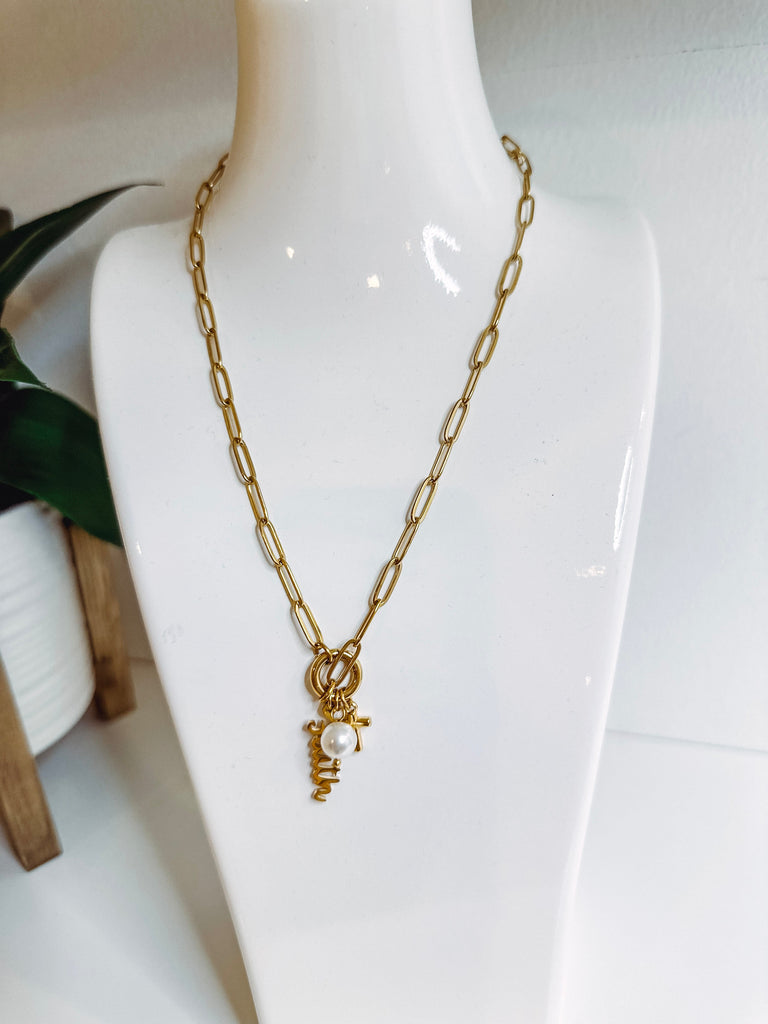 Eccentrics Boutique Jewelry "Faith" Giveback Paperclip Chain Necklace Gold