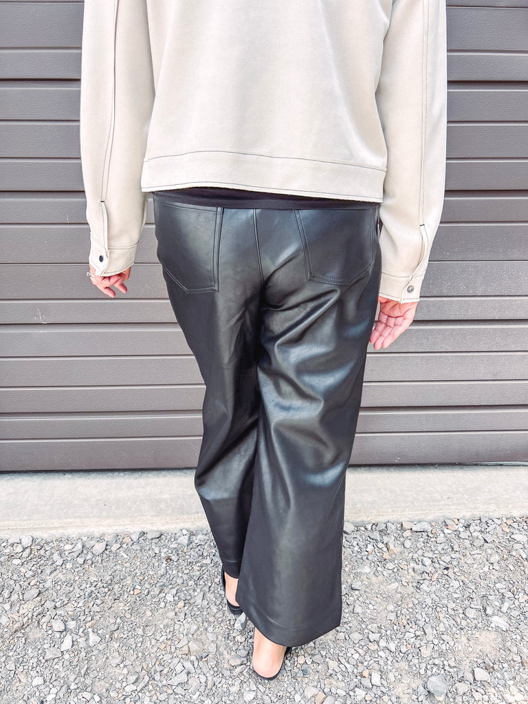 Eccentrics Boutique Pant Faux Leather Wide Leg Pants