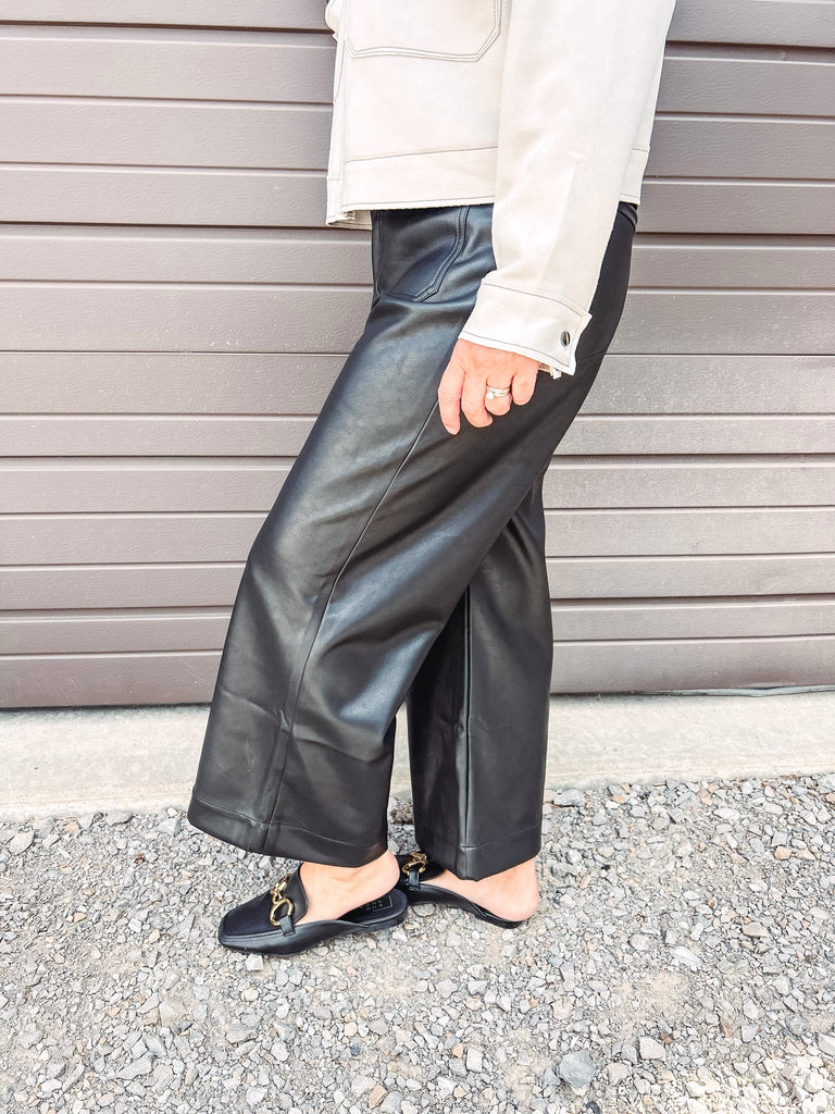 Eccentrics Boutique Pant Faux Leather Wide Leg Pants