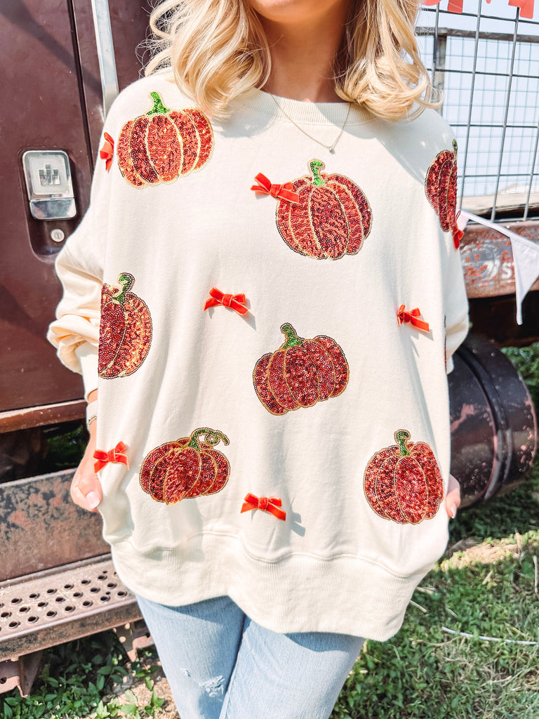 Eccentrics Boutique Sweatshirt Glitzy Pumpkins Oversized Sweatshirt