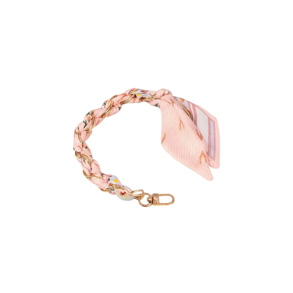 Eccentrics Boutique Accessory Gold Phone Chain with Scarf Light Pink Pink Quartz