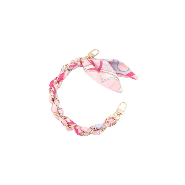 Eccentrics Boutique Accessory Gold Phone Chain with Scarf Pink Mix Pink