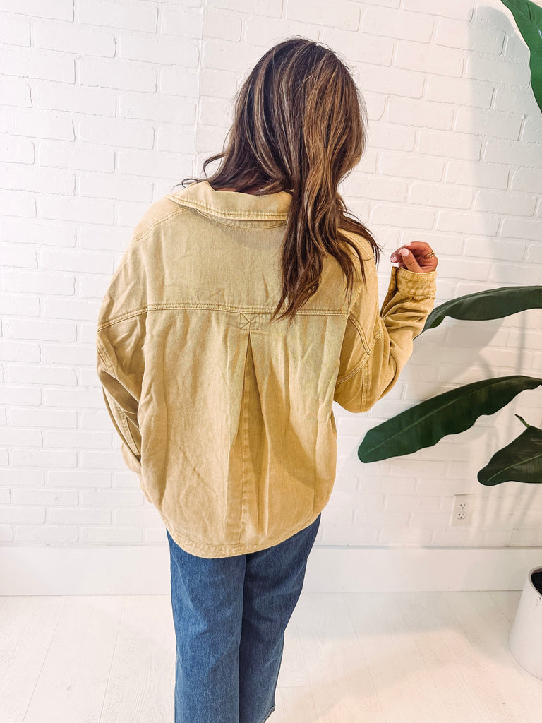 Eccentrics Boutique Jacket Golden Hour Twill Oversized Jacket-- Gold