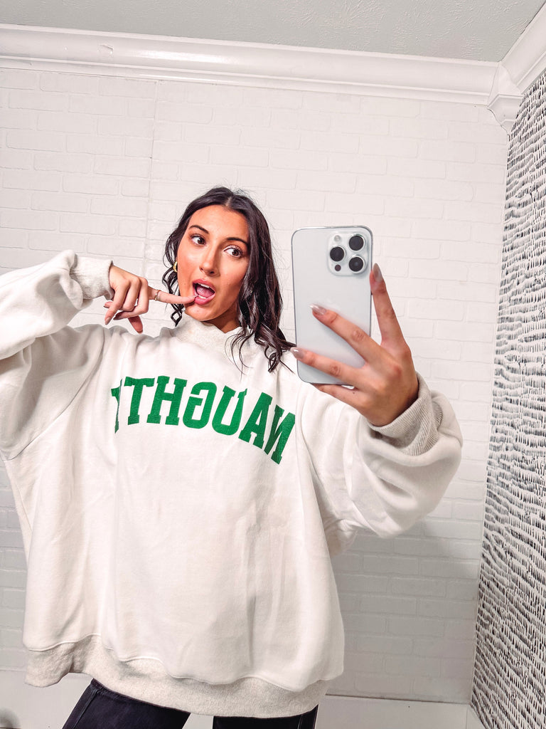 Eccentrics Boutique Sweater Grinchy & Naughty Reversible Mock Neck Sweater