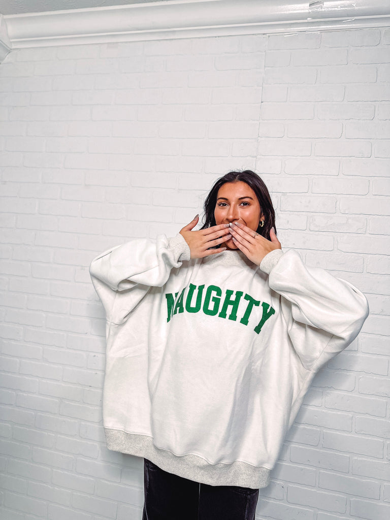 Eccentrics Boutique Sweater Grinchy & Naughty Reversible Mock Neck Sweater