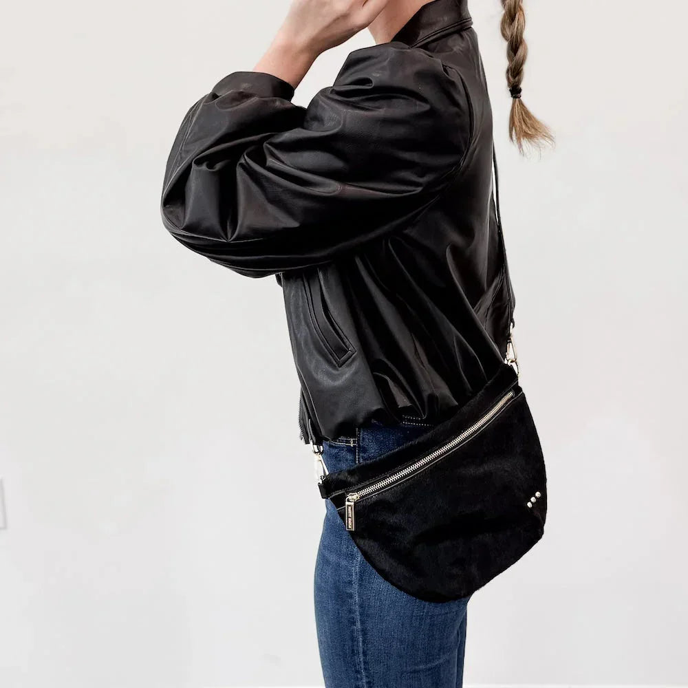 Eccentrics Boutique Handbag Hair On Hyde Westlyn Bum Bag--Black Black