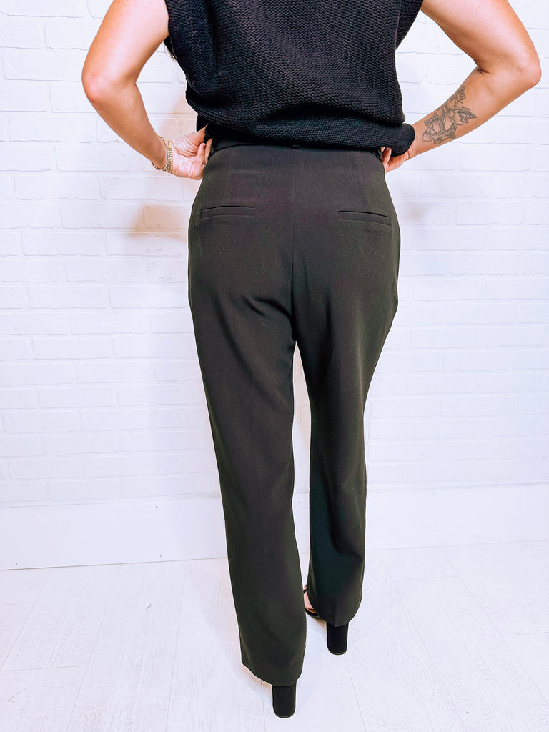Eccentrics Boutique Pants Hayley Belted High Waisted Trouser Pants