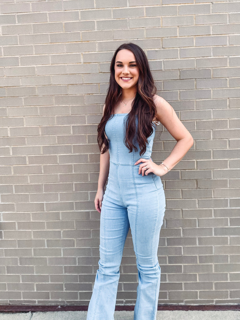 Eccentrics Boutique Jumpsuit Honky Tonk Strapless Denim Jumpsuit