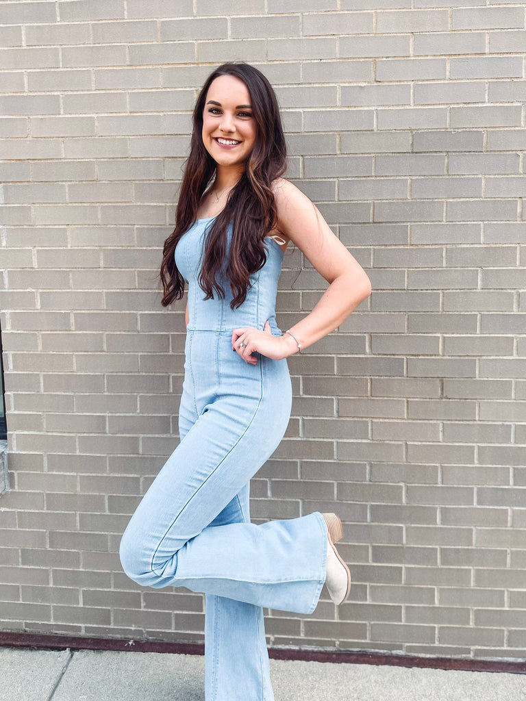 Eccentrics Boutique Jumpsuit Honky Tonk Strapless Denim Jumpsuit
