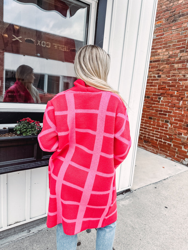 Eccentrics Boutique Cardigan Hot Fudge Sundae Checkered Cardigan Coat