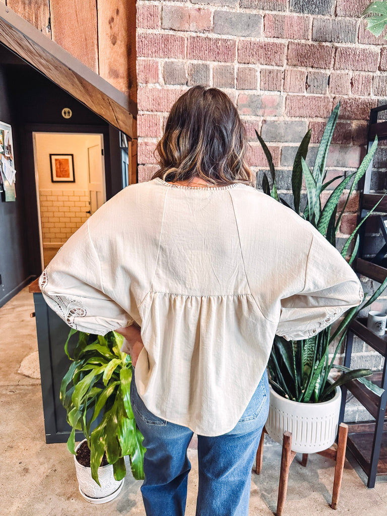 Eccentrics Boutique Shirts & Tops Hunter Floral Empire Shirt--Beige