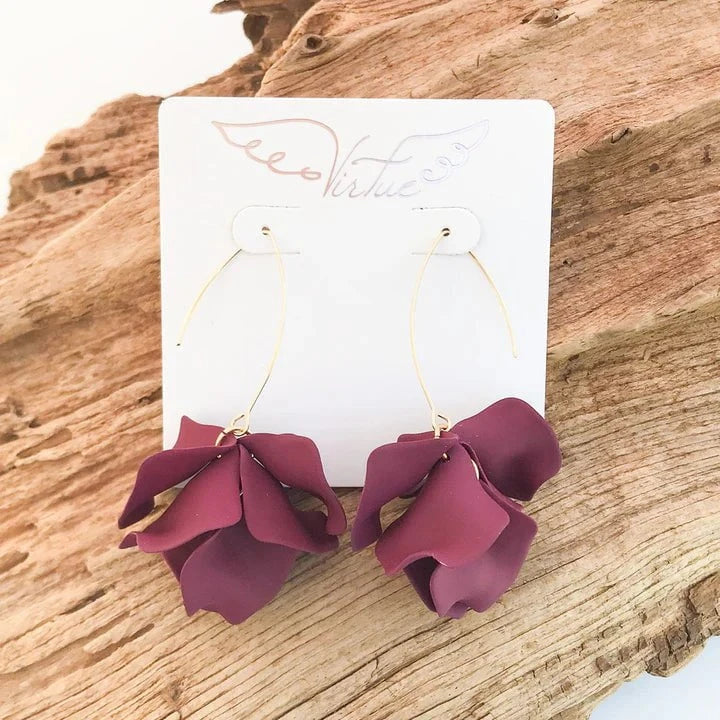 Eccentrics Boutique Jewelry Hyacinth Tiered Marquis Earrings Maroon