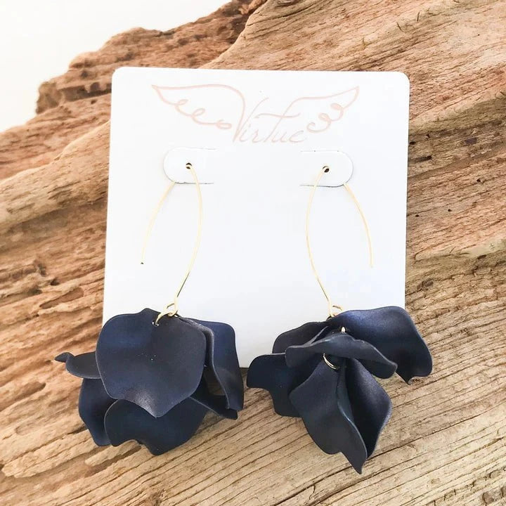 Eccentrics Boutique Jewelry Hyacinth Tiered Marquis Earrings Navy