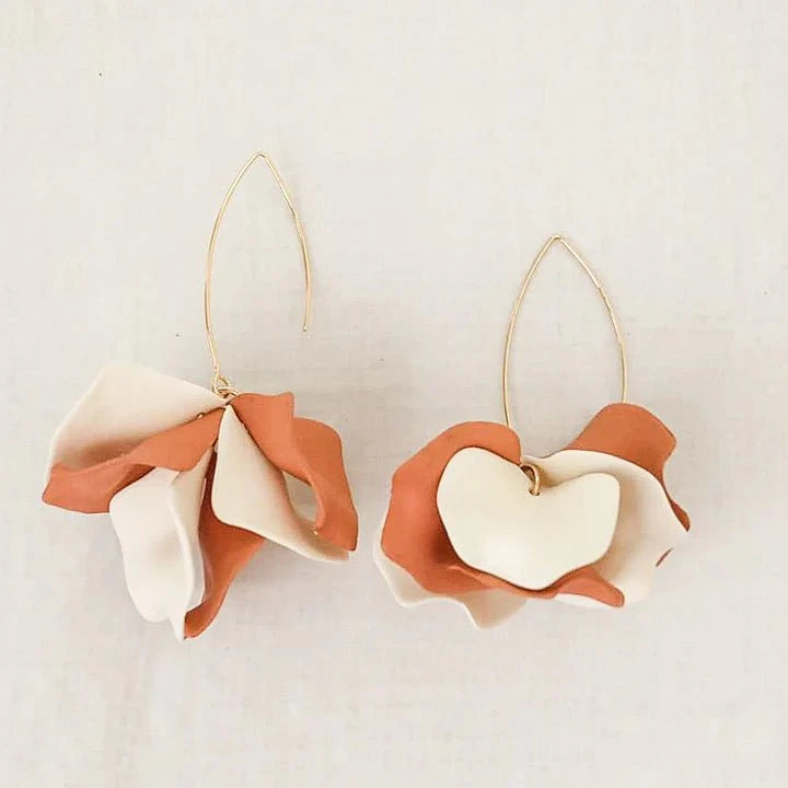 Eccentrics Boutique Jewelry Hyacinth Tiered Marquis Earrings Burnt Orange/Cream