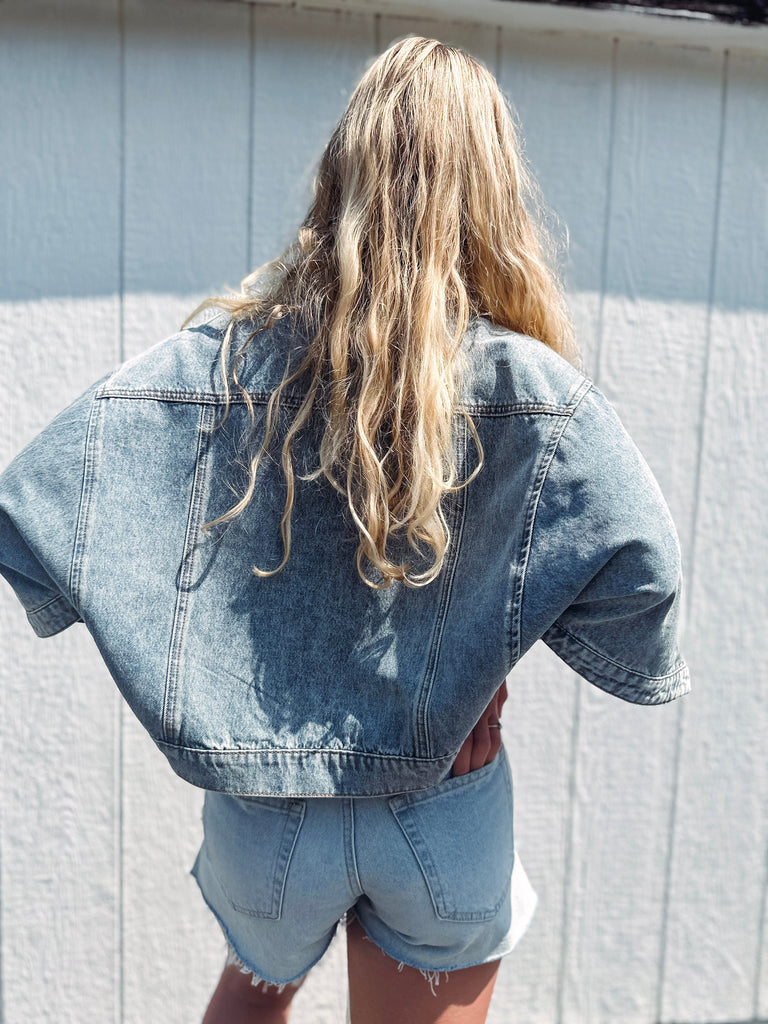 Eccentrics Boutique Jacket Indigo Girl Cape Style Denim Jacket