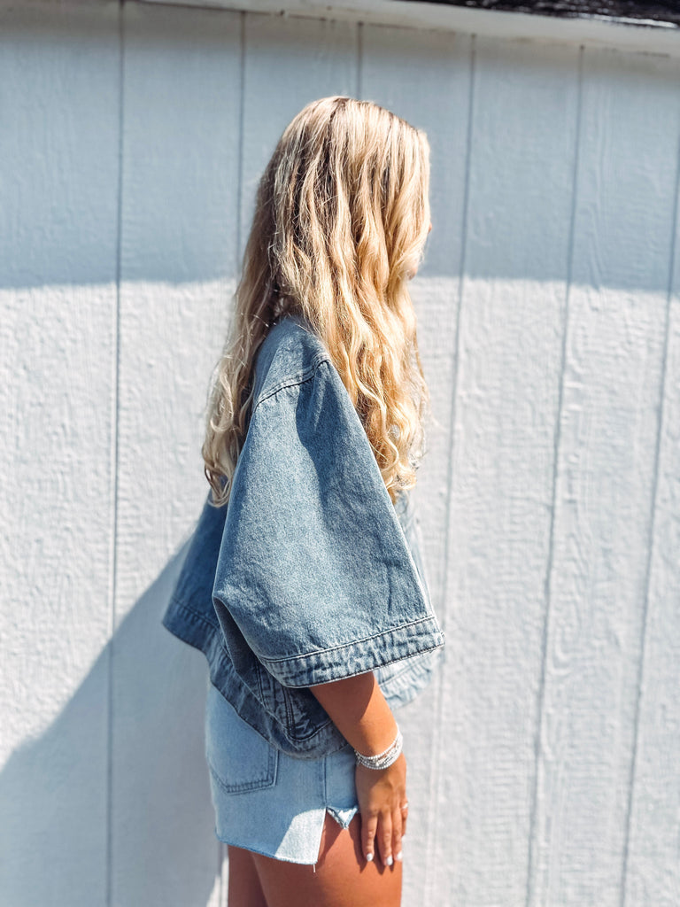 Eccentrics Boutique Jacket Indigo Girl Cape Style Denim Jacket