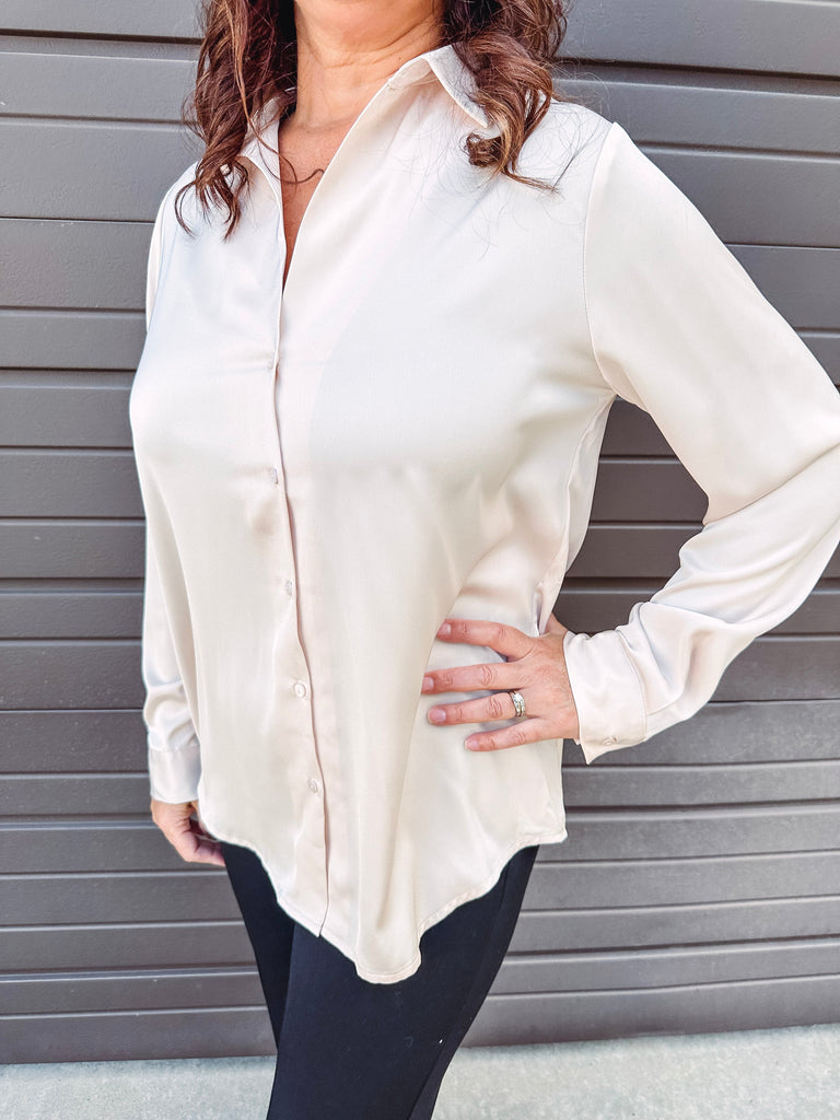 Eccentrics Boutique Shirts & Tops It's Giving Chic Satin Blouse