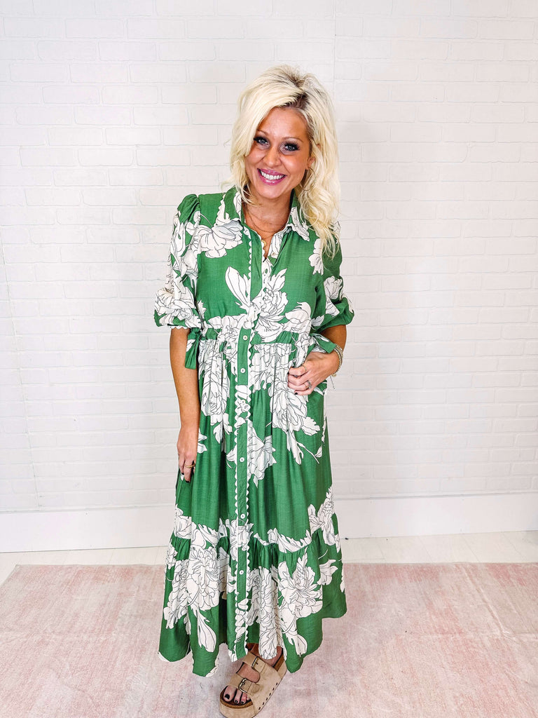 Eccentrics Boutique Dress Jade Floral Print Long Dress