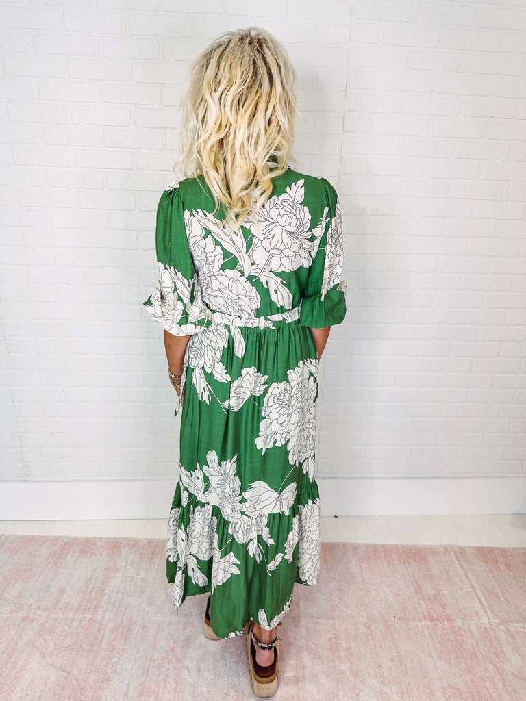 Eccentrics Boutique Dress Jade Floral Print Long Dress