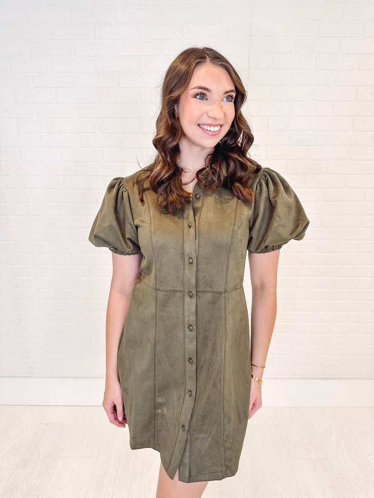 Eccentrics Boutique Dress Joie de Vivre Button Up Suede Dress