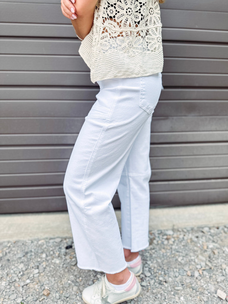 Eccentrics Boutique Denim Kate Super High Rise Barrel Jean-- White