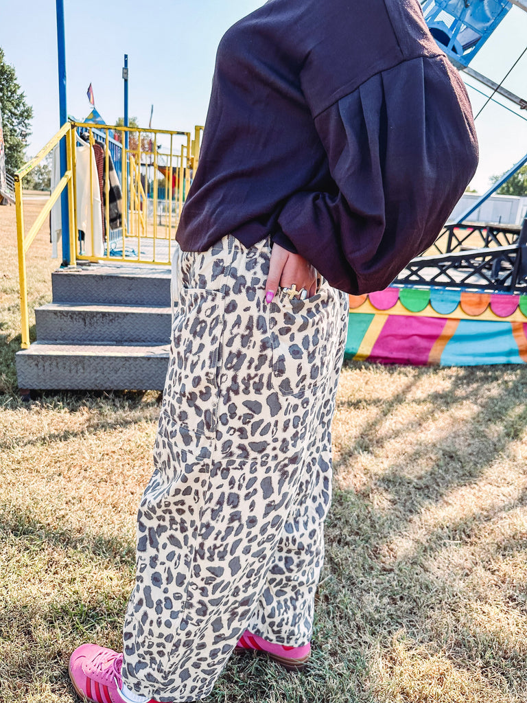 Eccentrics Boutique Pants Katrina Leopard Barrel Pants