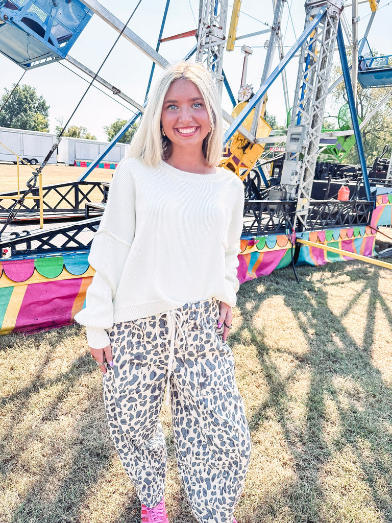 Eccentrics Boutique Pants Katrina Leopard Barrel Pants