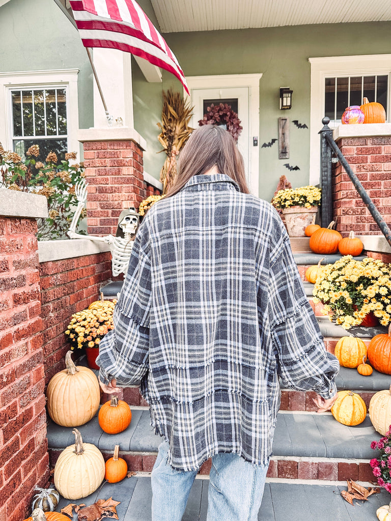 Eccentrics Boutique Shirts & Tops Laine Mineral Washed Oversized Plaid Shirt