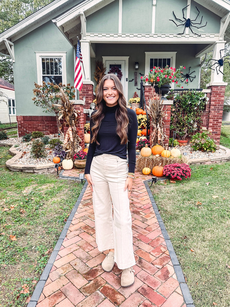 Eccentrics Boutique Pants Lainey High Rise Seamed Pants--Ivory