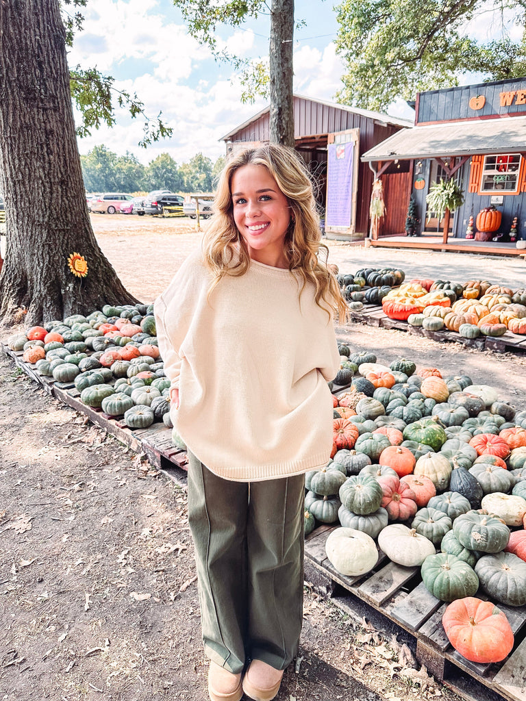 Eccentrics Boutique Pants Lainey High Rise Seamed Pants--Olive