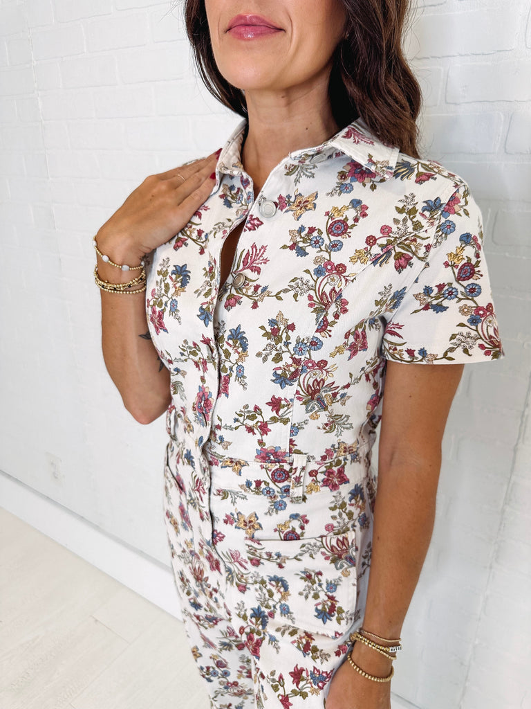 Eccentrics Boutique Jumpsuit Late Summer Bouquet Twill Floral Jumpsuit