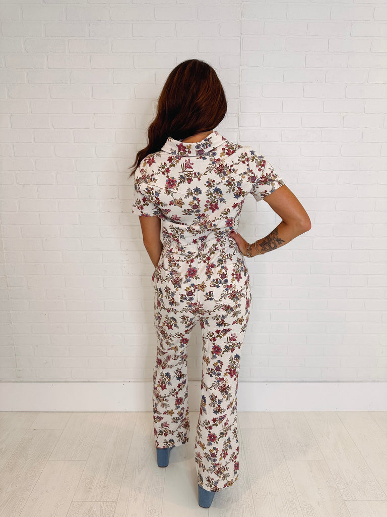 Eccentrics Boutique Jumpsuit Late Summer Bouquet Twill Floral Jumpsuit