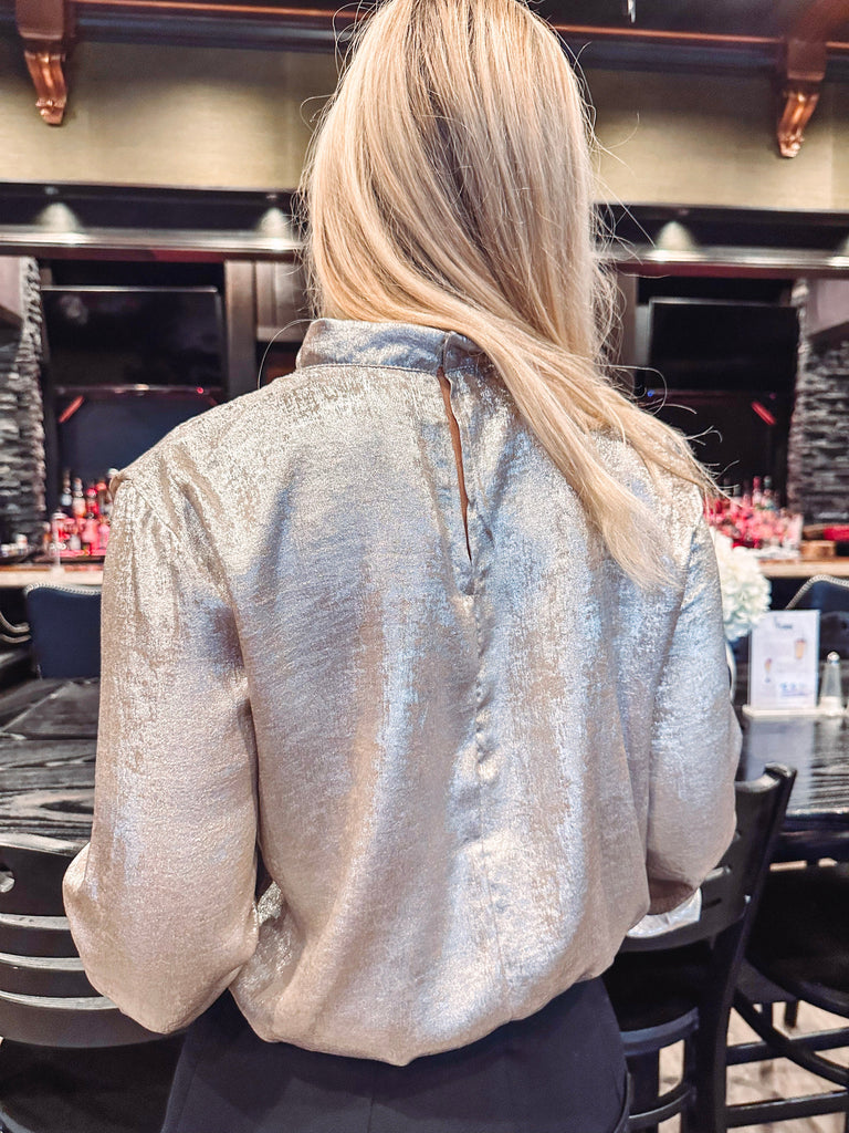Eccentrics Boutique Shirts & Tops Lenore Gold Metallic Crop Shirt