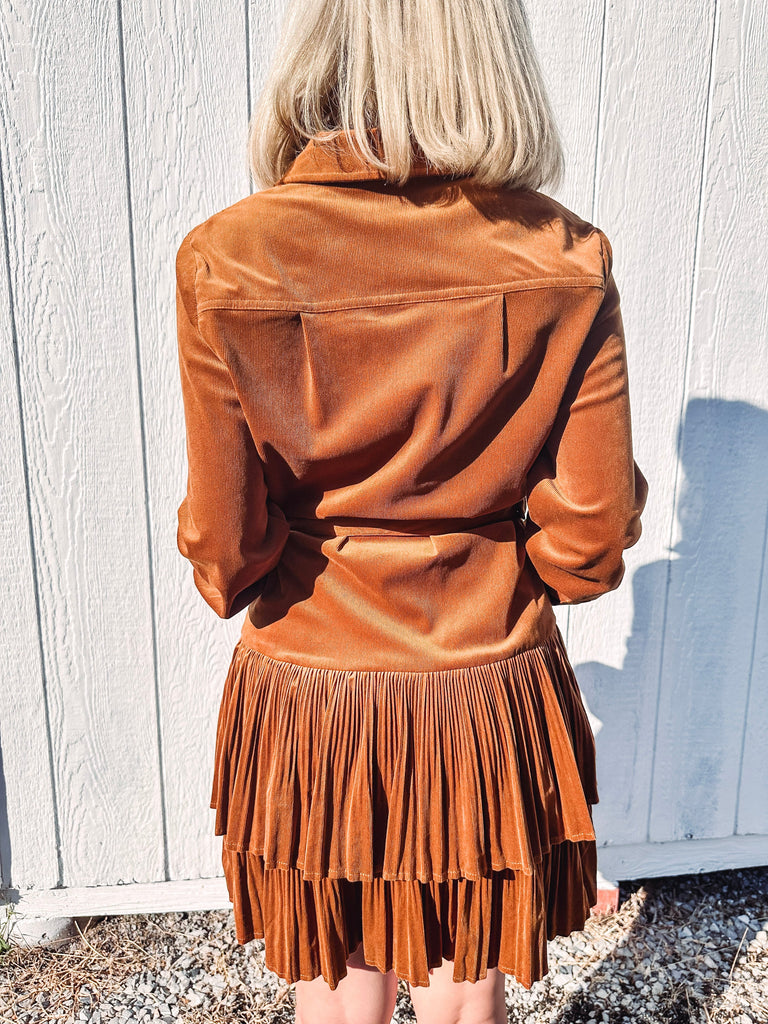 Eccentrics Boutique Dress Liv Women's Pleated Button Down Shirt Dress