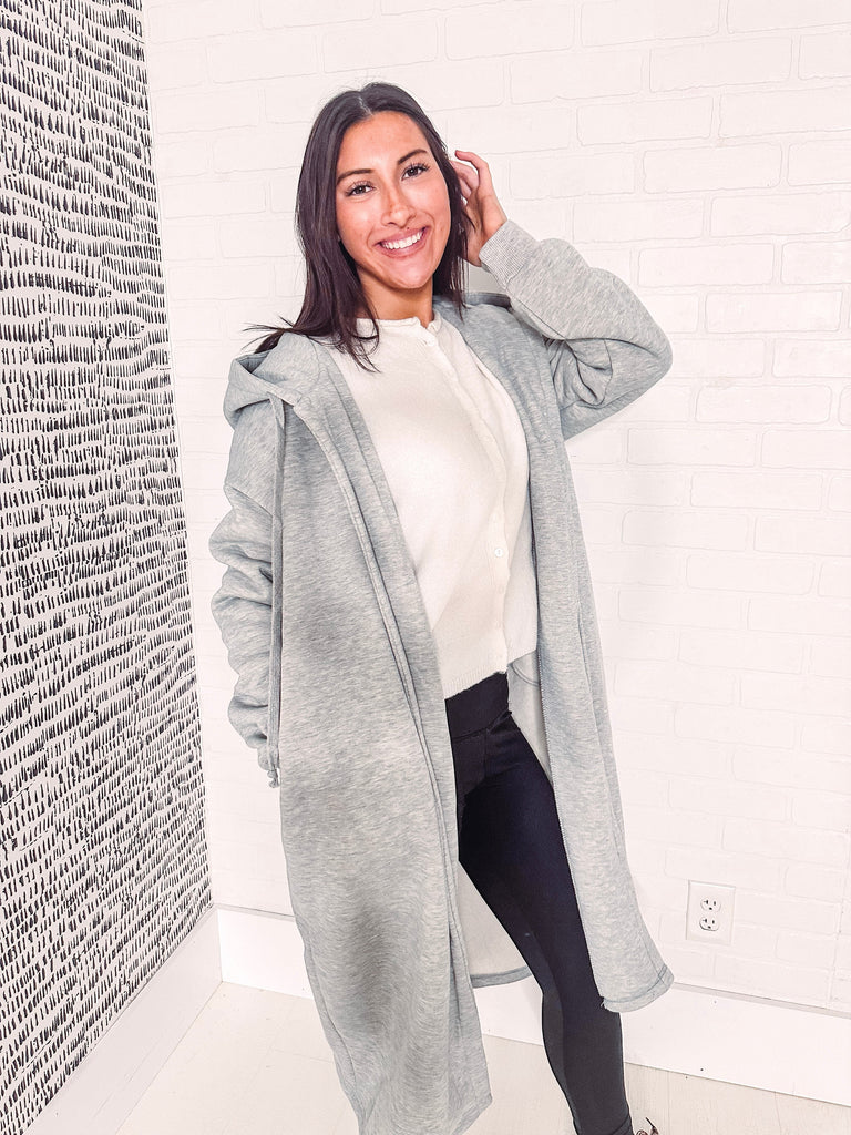 Eccentrics Boutique Jacket Longline Fleece French Terry Hood Coat