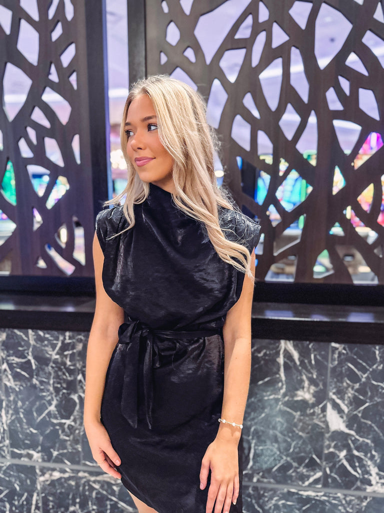 Eccentrics Boutique Dress Luminous Girl Mock Neck Sleeveless Mini Dress