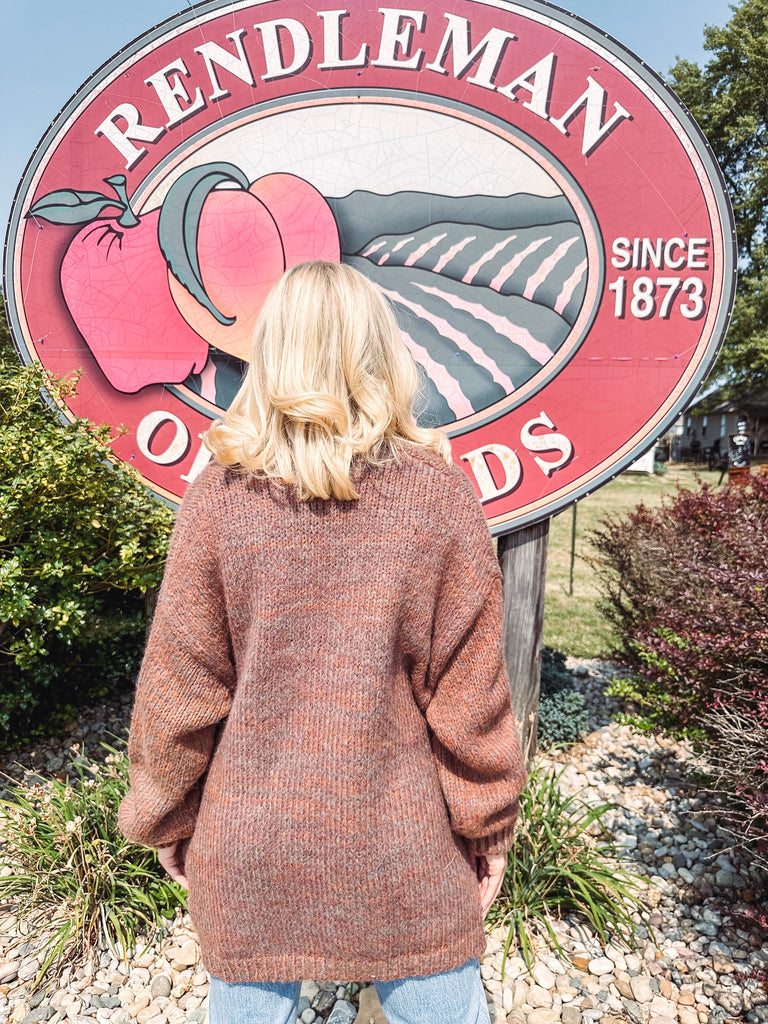 Eccentrics Boutique Cardigan Maple Marled Knit Open Front Cardigan