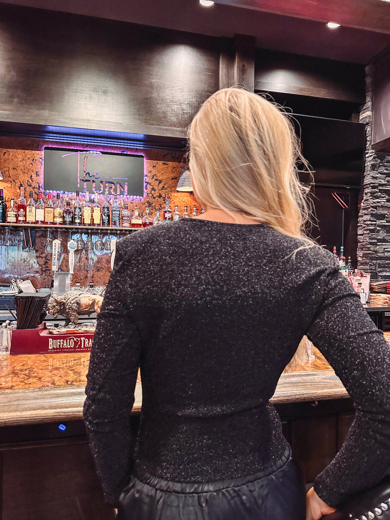 Eccentrics Boutique Sweater Mariah Shimmer Cowl Neck Top