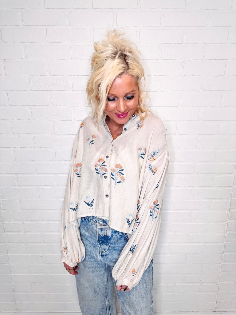 Eccentrics Boutique Shirts & Tops Mayflower Maiden Embroidered Boho Top